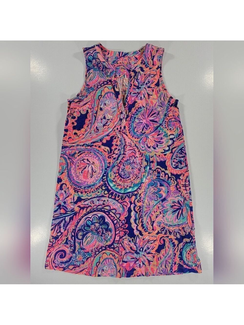 Lilly Pulitzer DEV dress Drop Me A Lime Pink Paisley Sleeveless Shift Dress XS